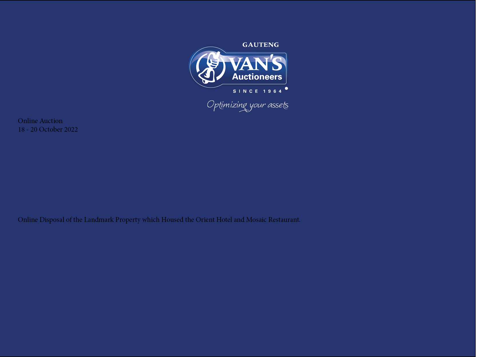 Vans Auctioneers - Online Auction 18 - 20 October 2022 ebook cover