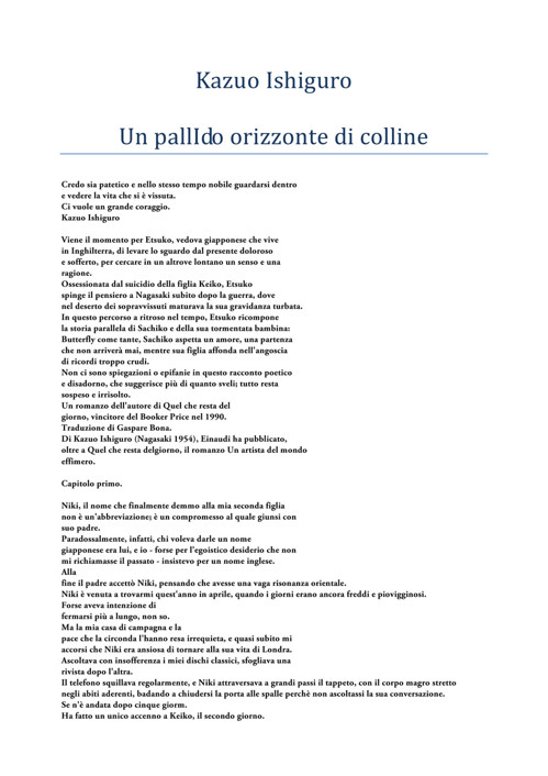 Un Pallido Orizzonte Di Colline ebook cover
