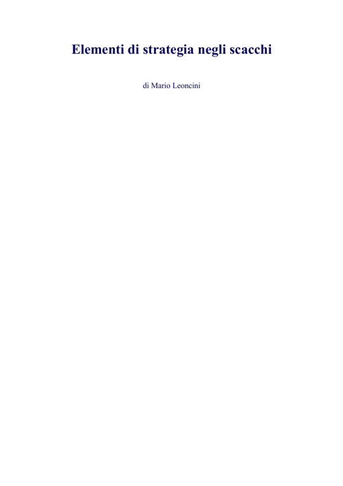 Elementi di strategia negli scacchi ebook cover