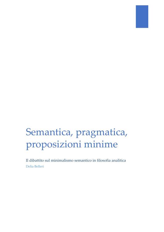 Semantica, pragmatica, proposizioni minime ebook cover