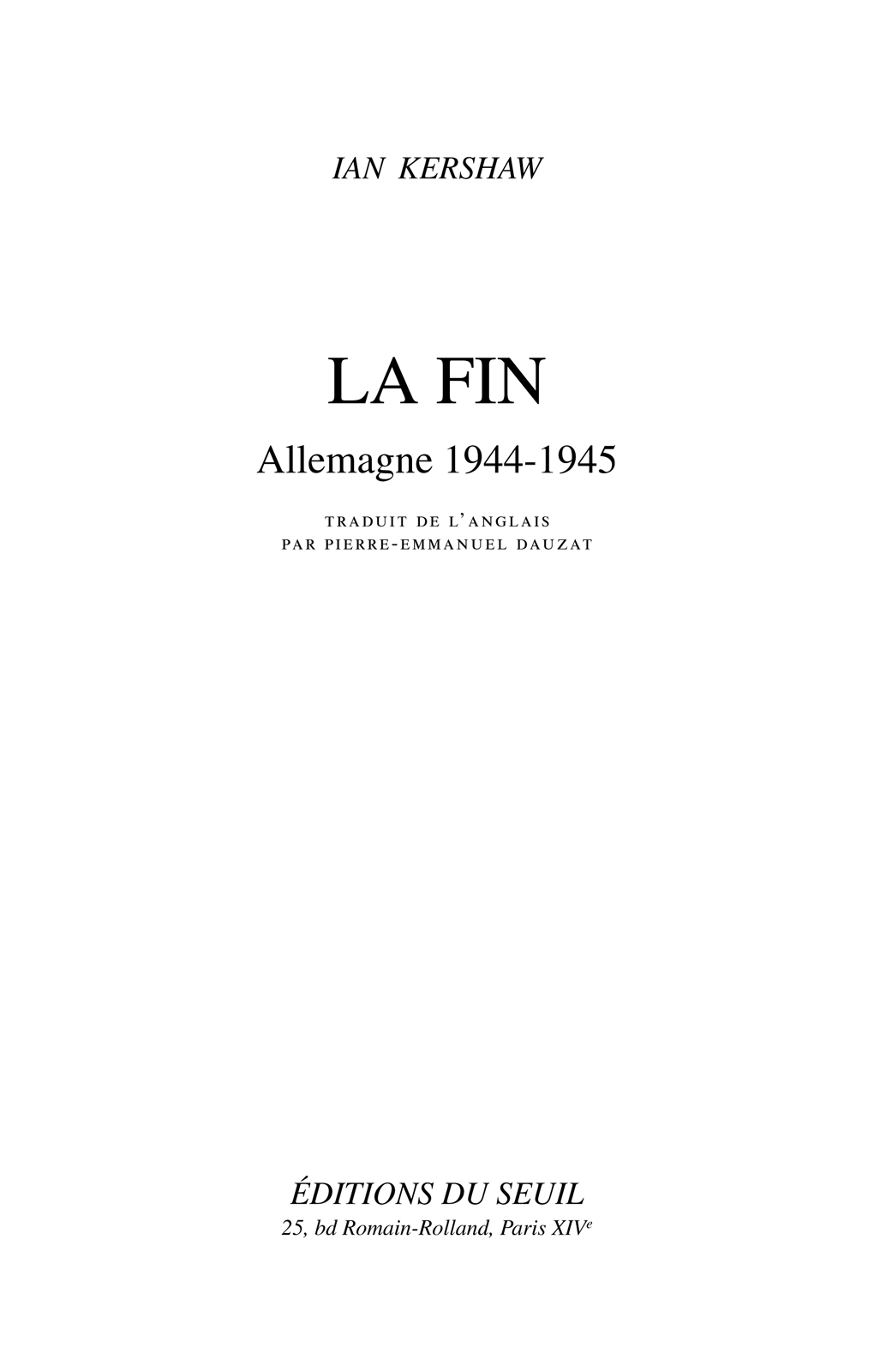 La fin Allemagne 1944-1945 ebook cover