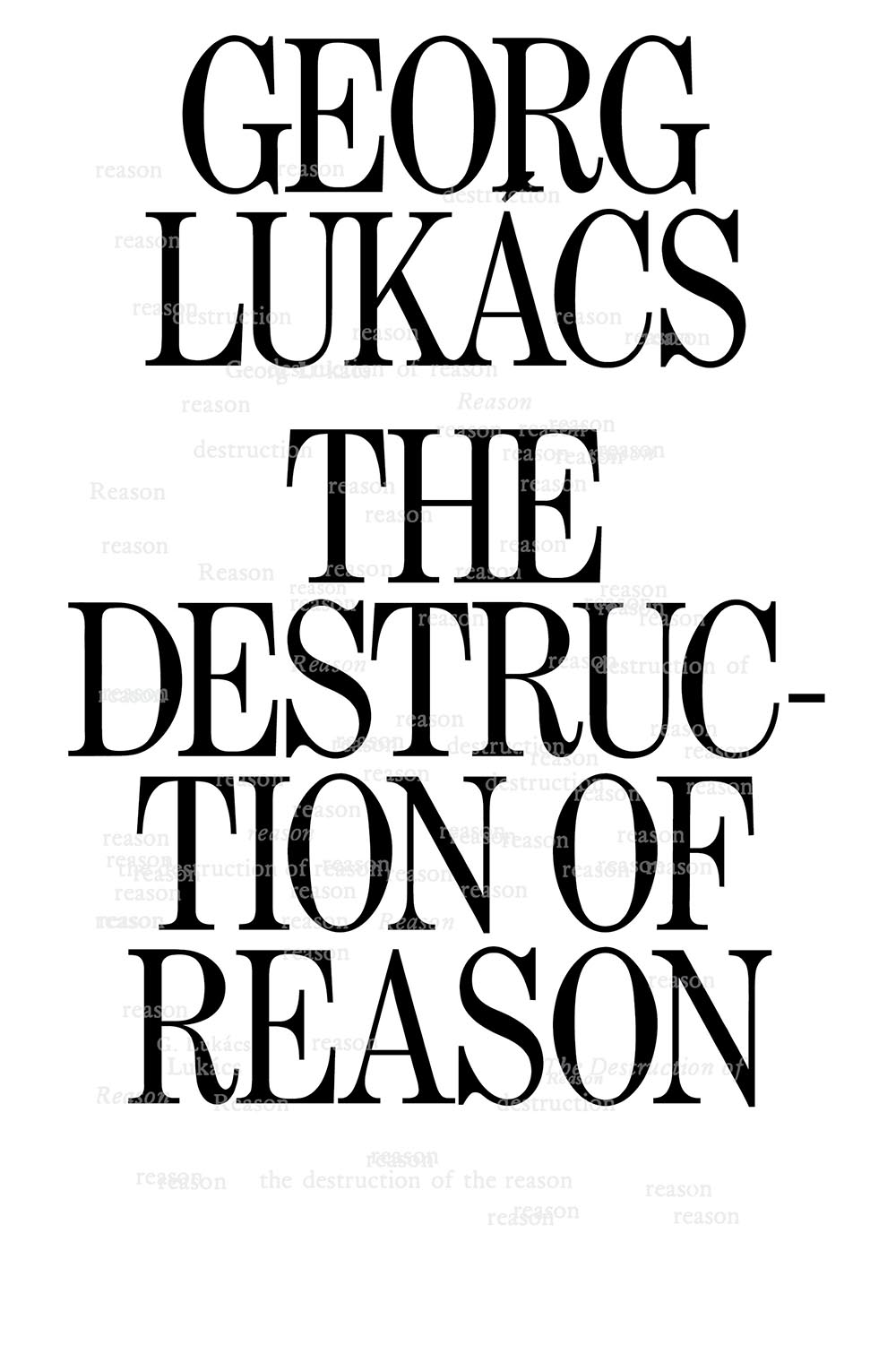 The Destruction of Reason ebook cover