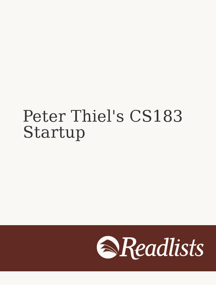 Peter Thiel's CS183 Startup ebook cover