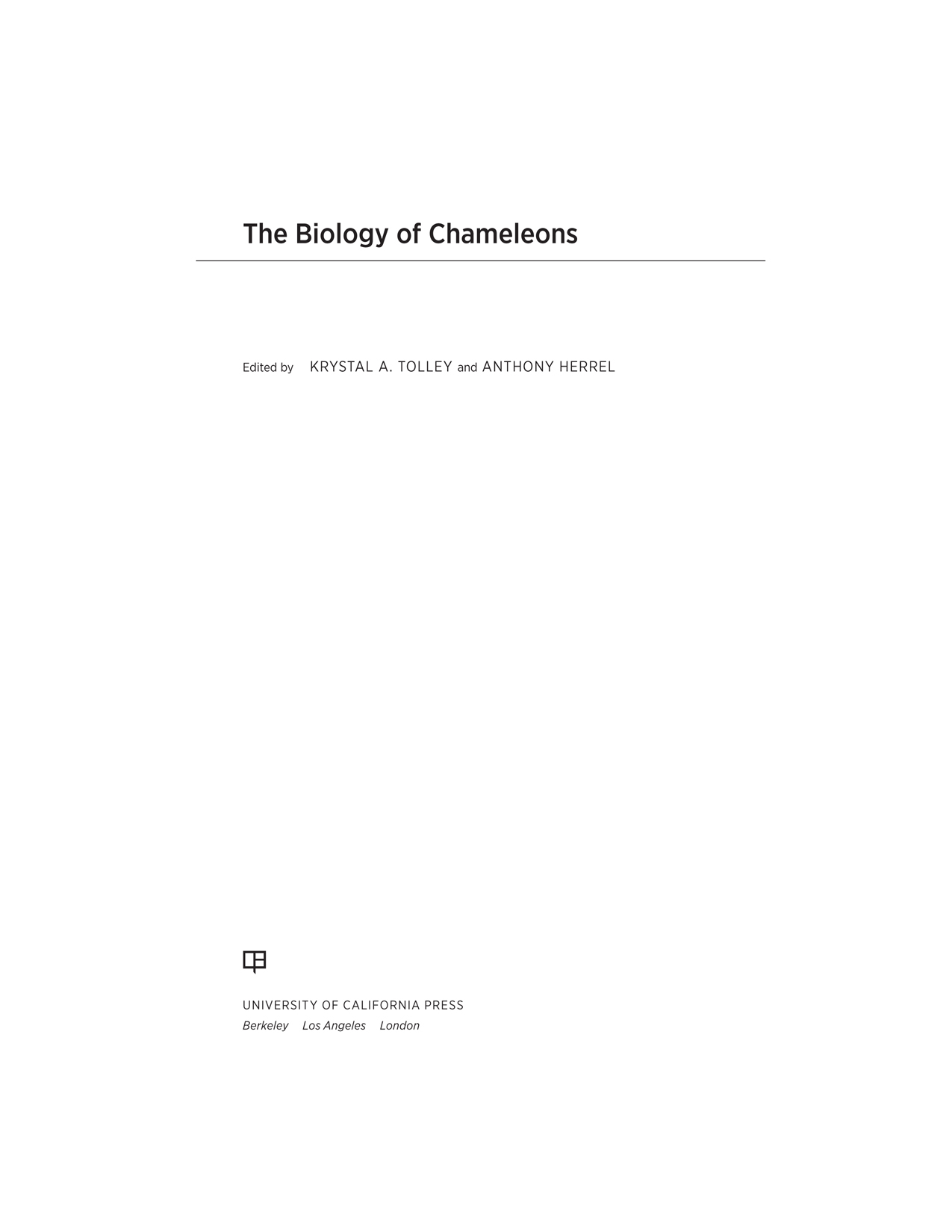 The Biology of Chameleons ebook cover