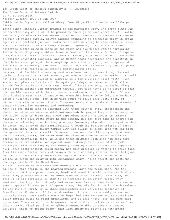 The Dream Quest of Unknown Kadath ebook cover