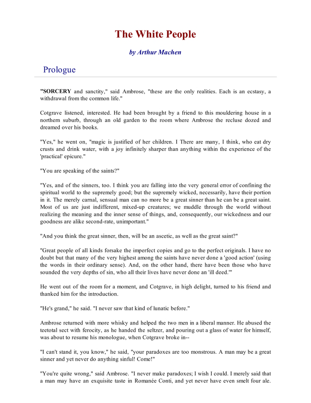 Arthur Machen The White People ebook cover