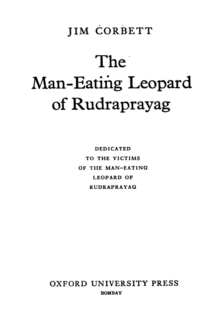 The Man-eating Leopard Of Rudraprayag ebook cover