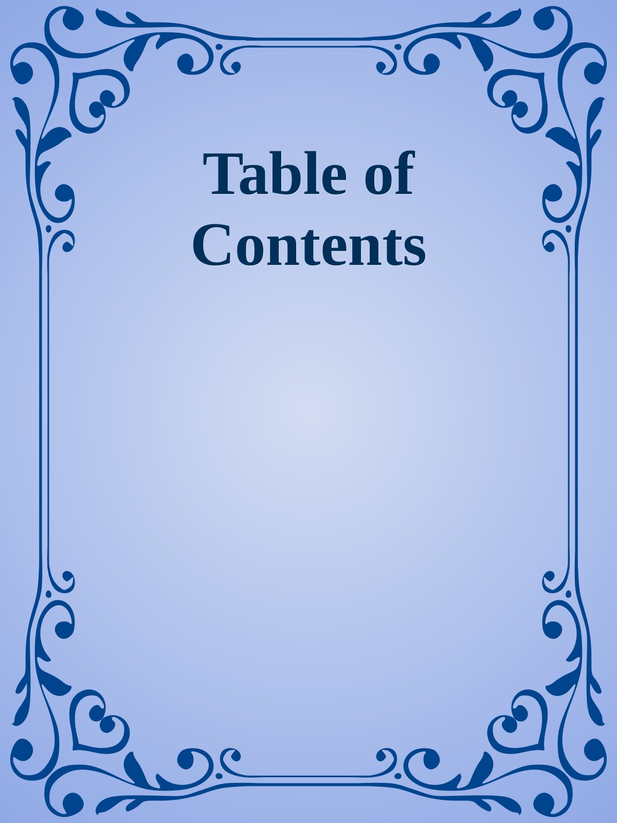 Table of Contents ebook cover