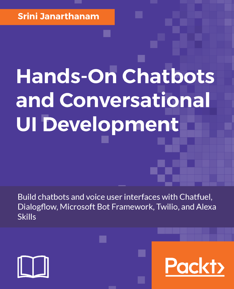 Hands-On Chatbots and Conversational UI Development ebook cover