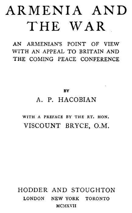 Armenia and the War ebook cover