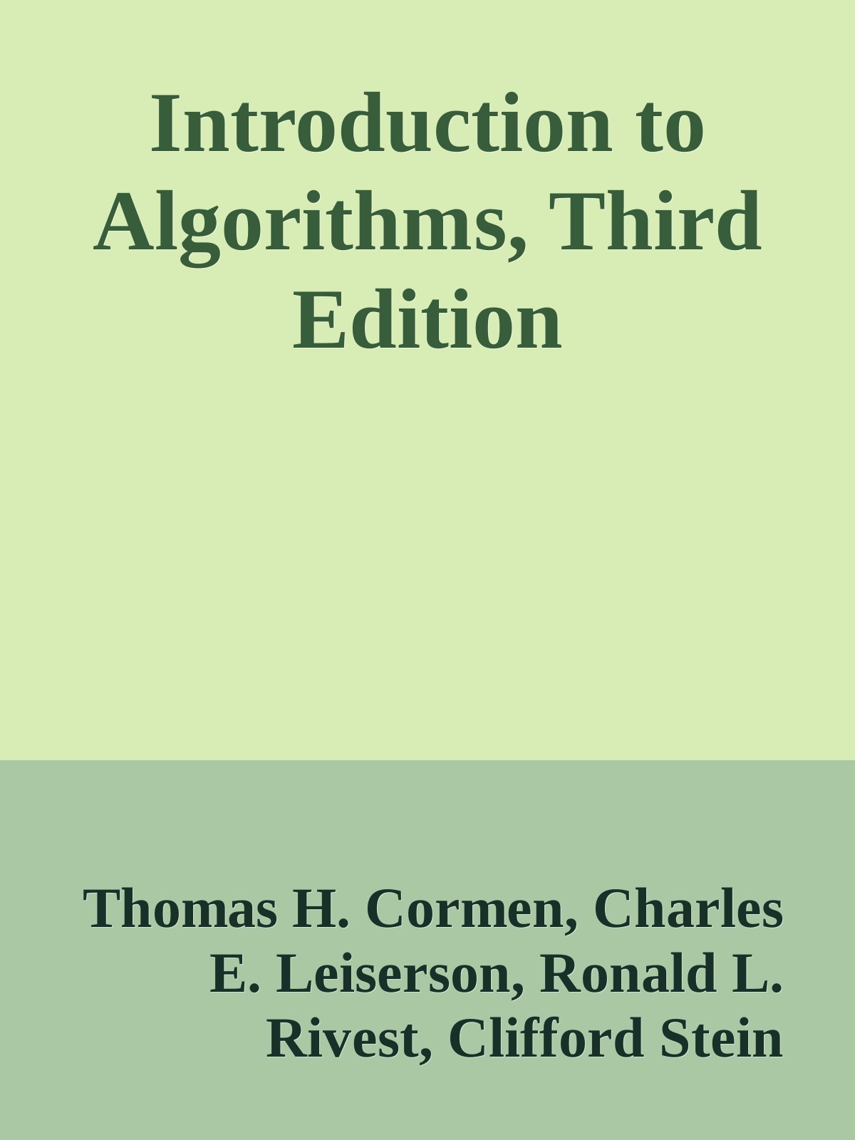 Introduction to Algorithms, Third Edition ebook cover