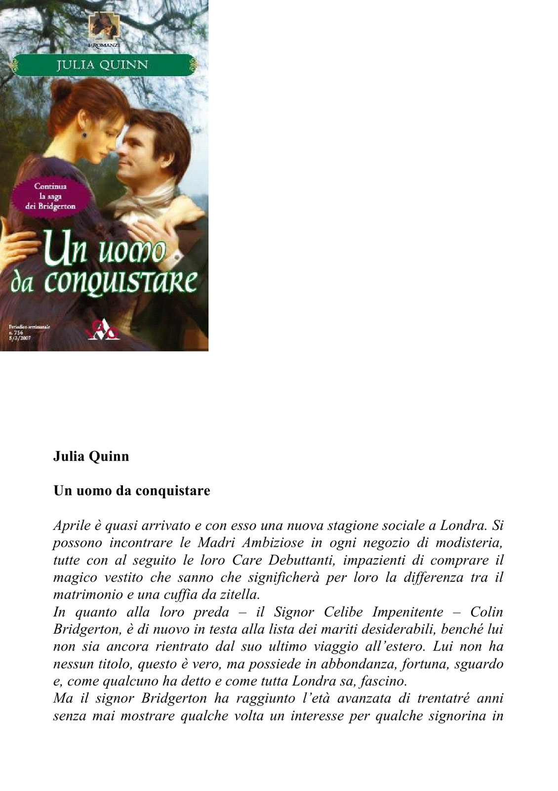 Un Uomo da conquistare ebook cover