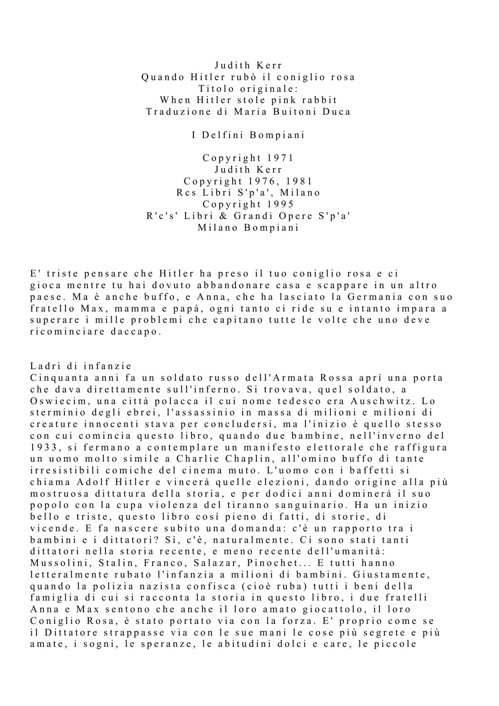 Quando Hitler rub&Atilde;&sup2; il coniglio rosa ebook cover