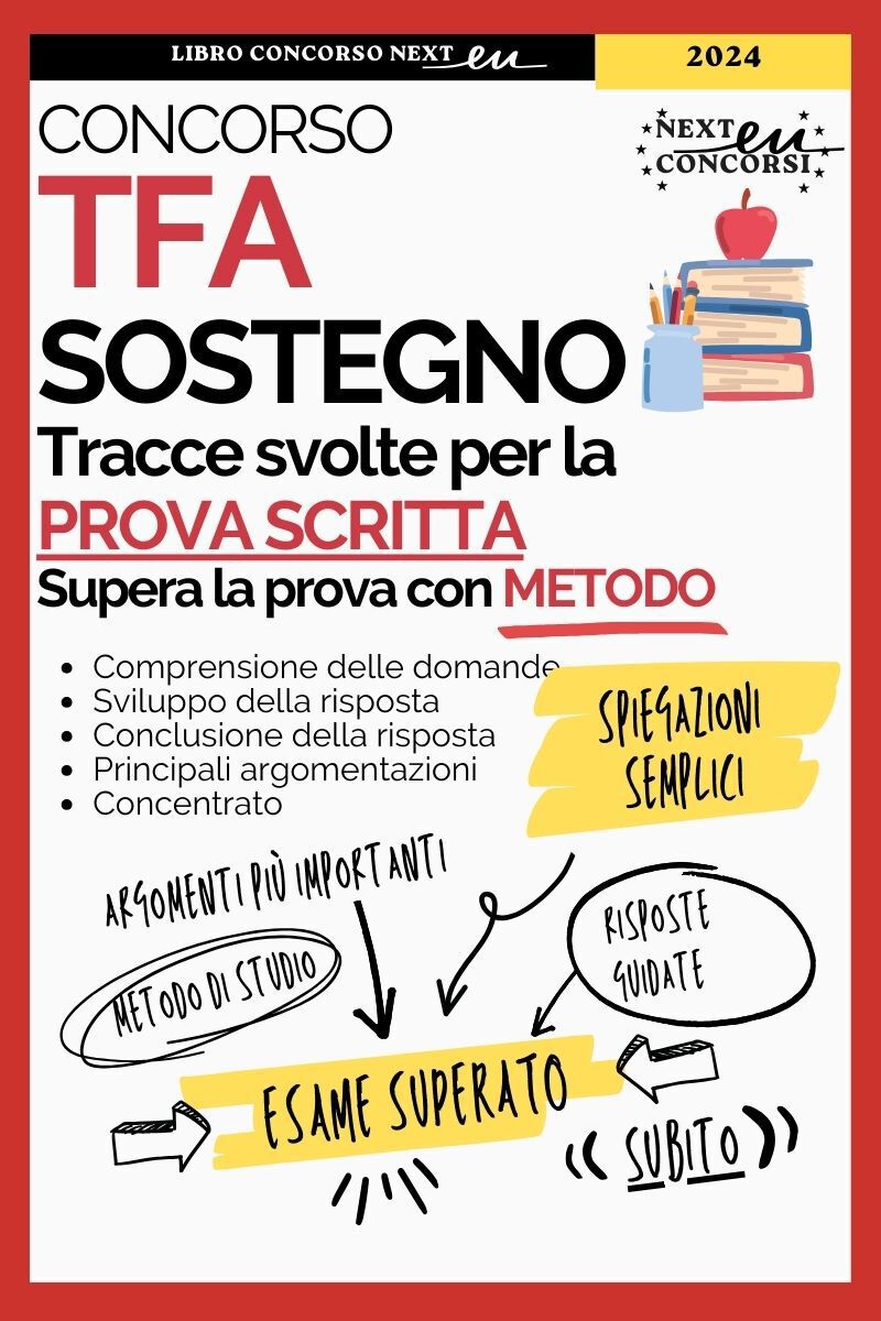 TFA Sostegno Prova Scritta: Trace Svolte per la Prova Scritta. Guida alla Comprensione dei Questiti per Superare lo Scritto con Metodo. (Italian Edition) ebook cover