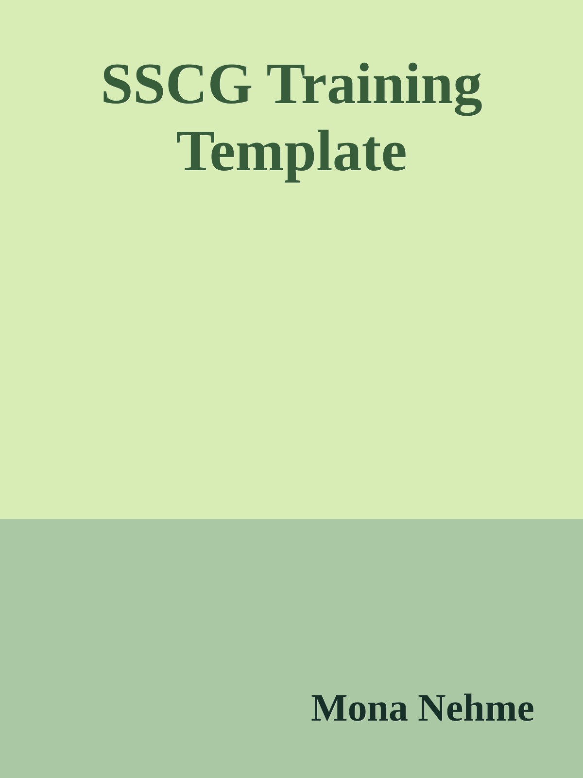 SSCG Training Template ebook cover