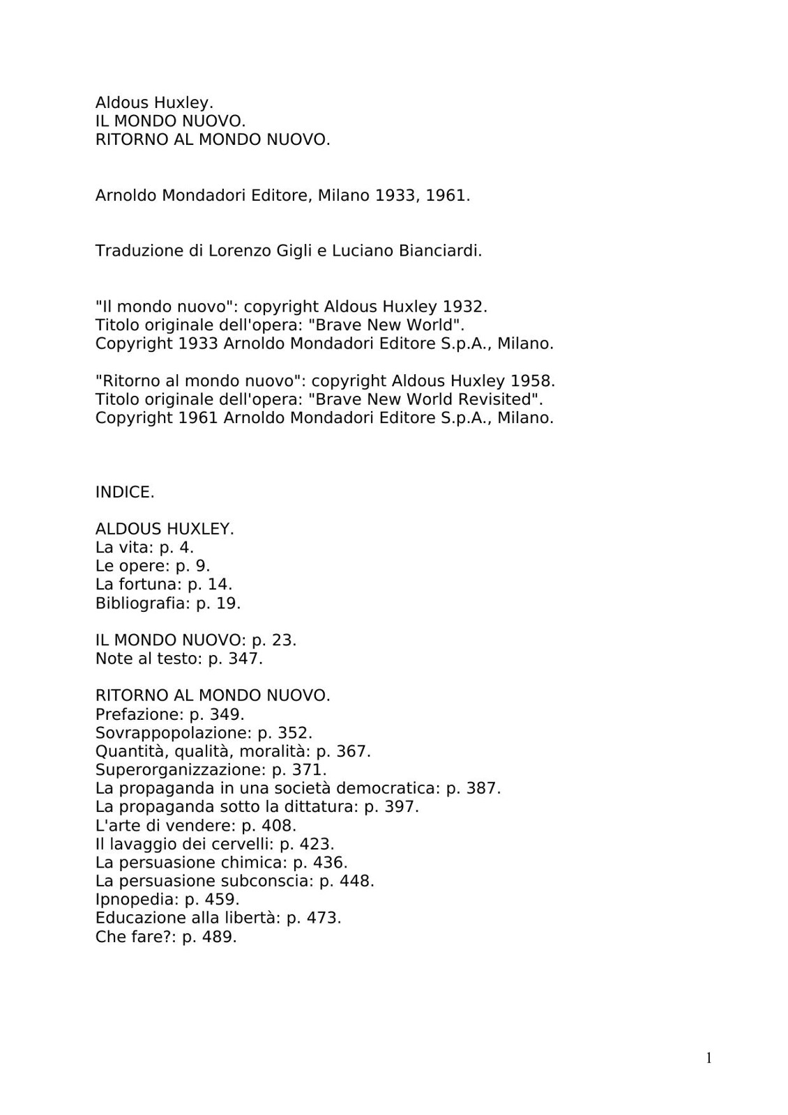 - Aldous Huxley - Il Mondo Nuovo ebook cover