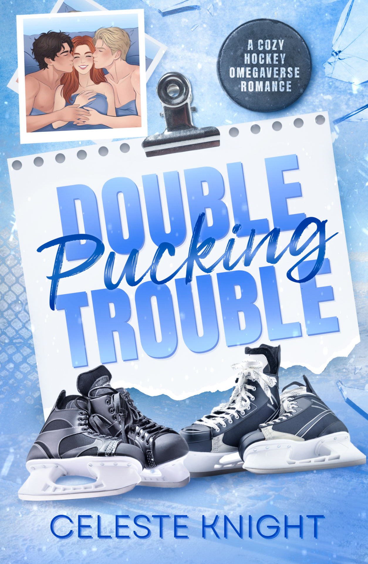 Double Pucking Trouble: A Cozy Hockey Omegaverse Romance ebook cover