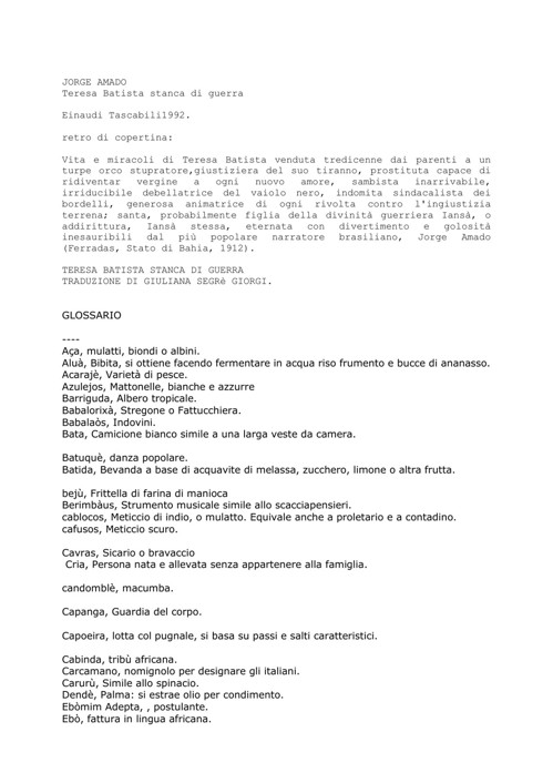 Teresa Batista stanca di guerra ebook cover