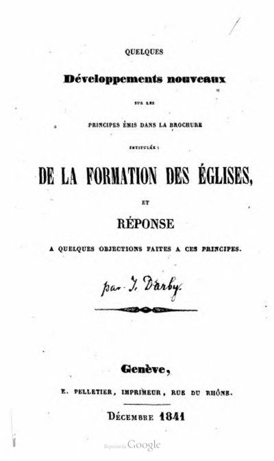 Quelques d&Atilde;&copy;veloppements nouveaux sur les principes &Atilde;&copy;mis dans la brochure intitul&Atilde;&copy;e: De la formation des &Atilde;&copy;glises ebook cover
