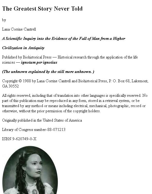 The Greatest Story Never Told; A Scientific Inquiry into the Evidence of the Fall of Man ebook cover