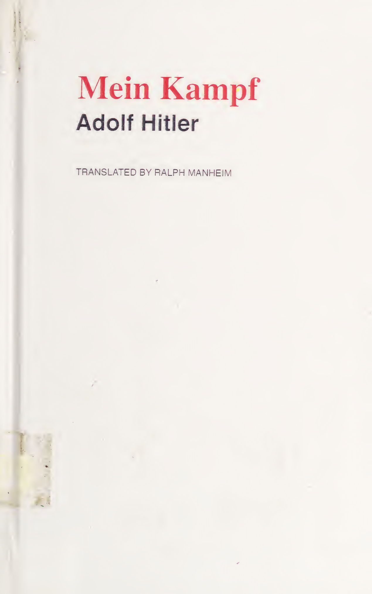 Mein Kampf by Adolf Hitler - (Ralph Manheim Translation) ebook cover