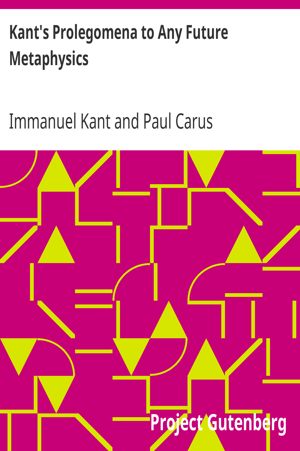 Kant's Prolegomena to Any Future Metaphysics ebook cover
