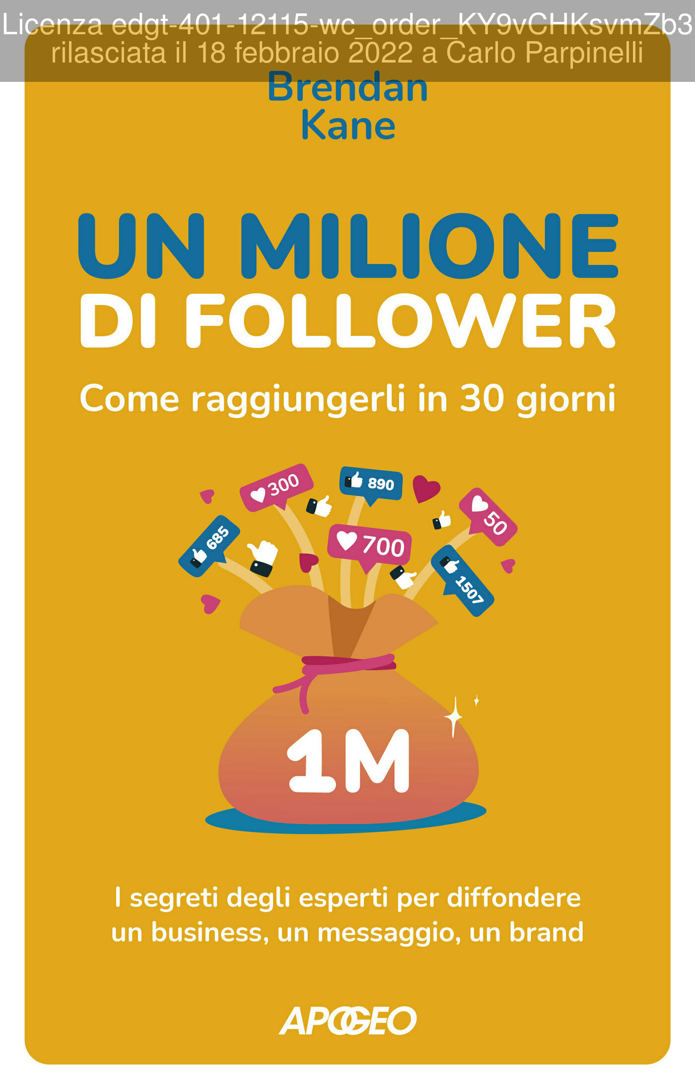 Un Milione di Follower. Come raggiungerli in 30 giorni ebook cover