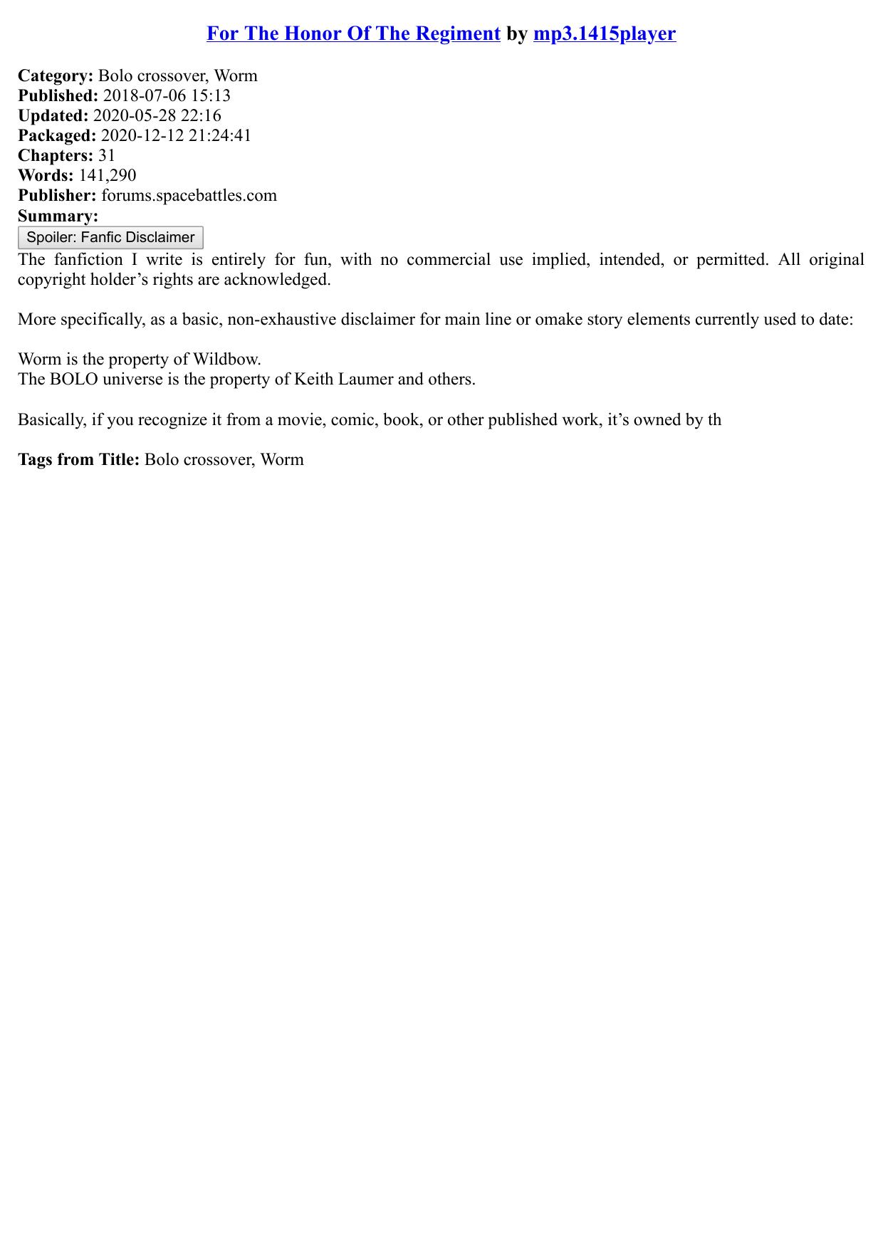 For The Honor Of The Regiment ebook cover