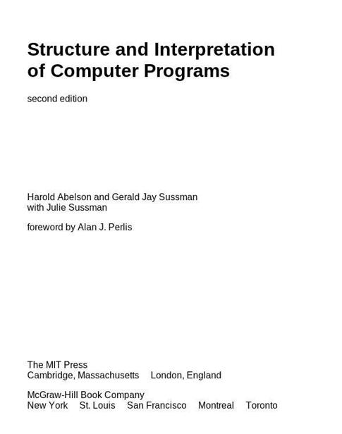 Structure and Interpretation of Computer Programs ebook cover