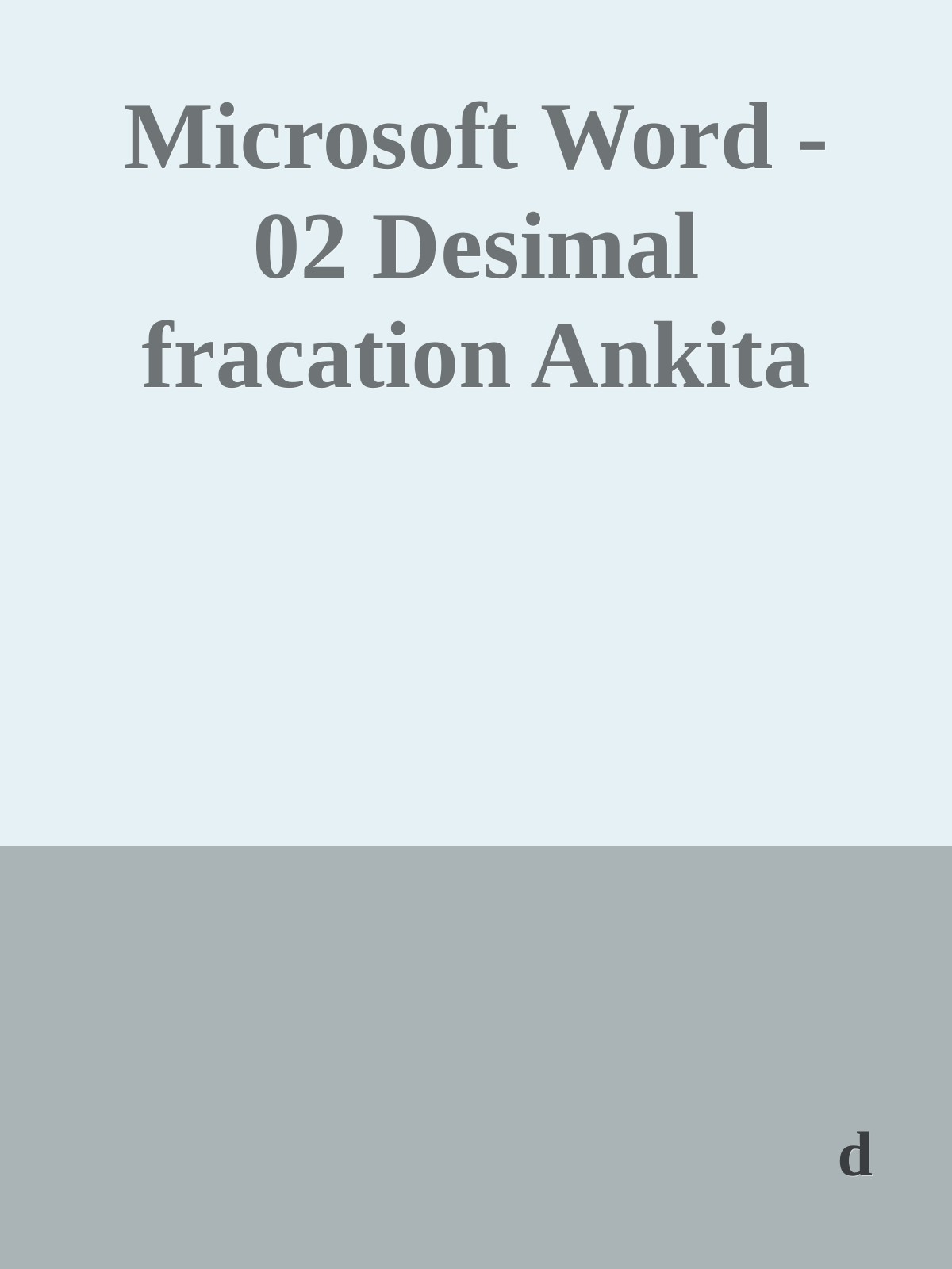 Microsoft Word - 02 Desimal fracation Ankita ebook cover