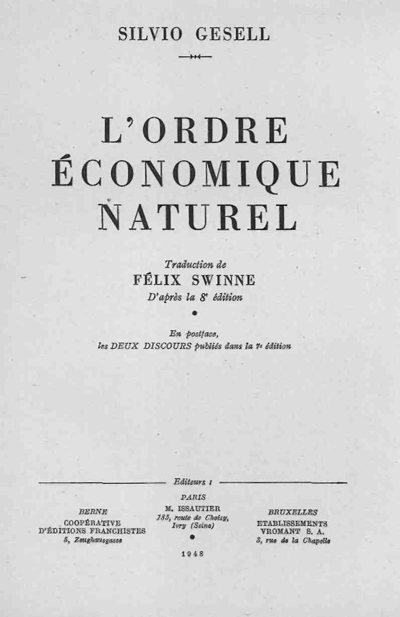 L'ordre &Atilde;&copy;conomique naturel ebook cover
