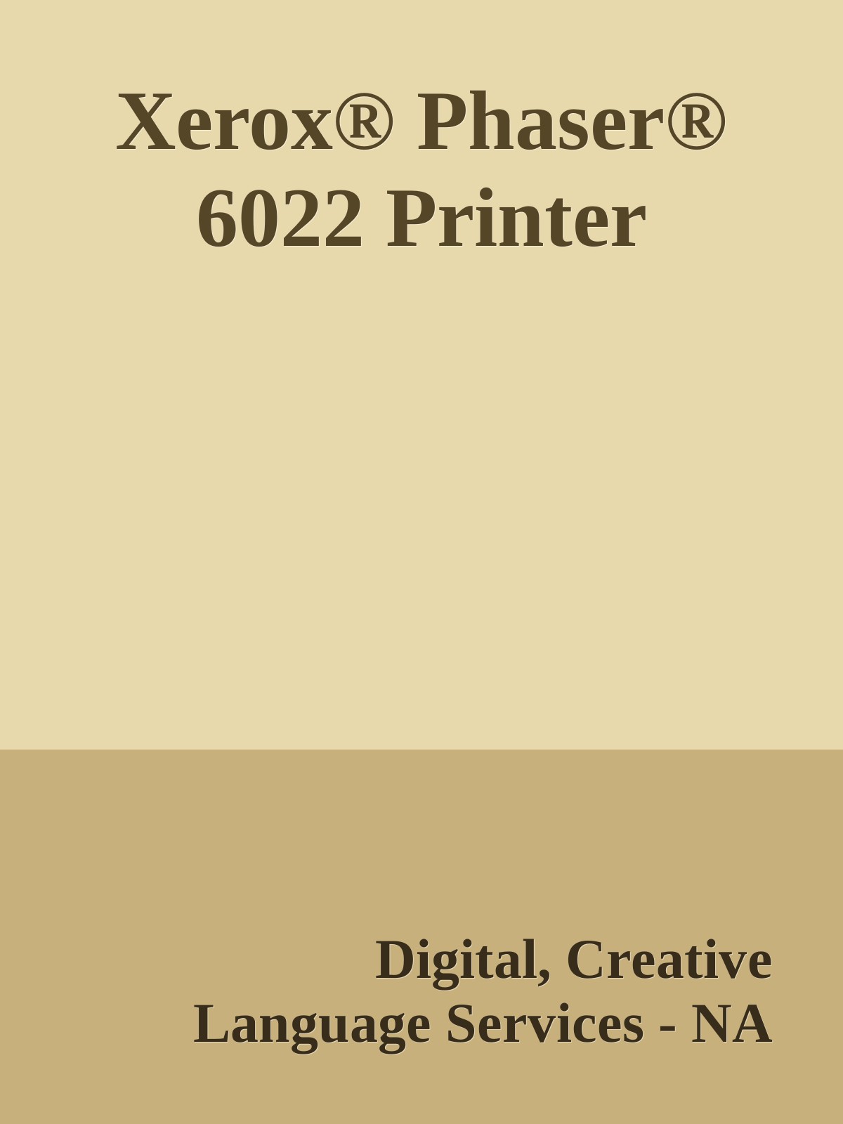 Xerox&Acirc;&reg; Phaser&Acirc;&reg; 6022 Printer ebook cover