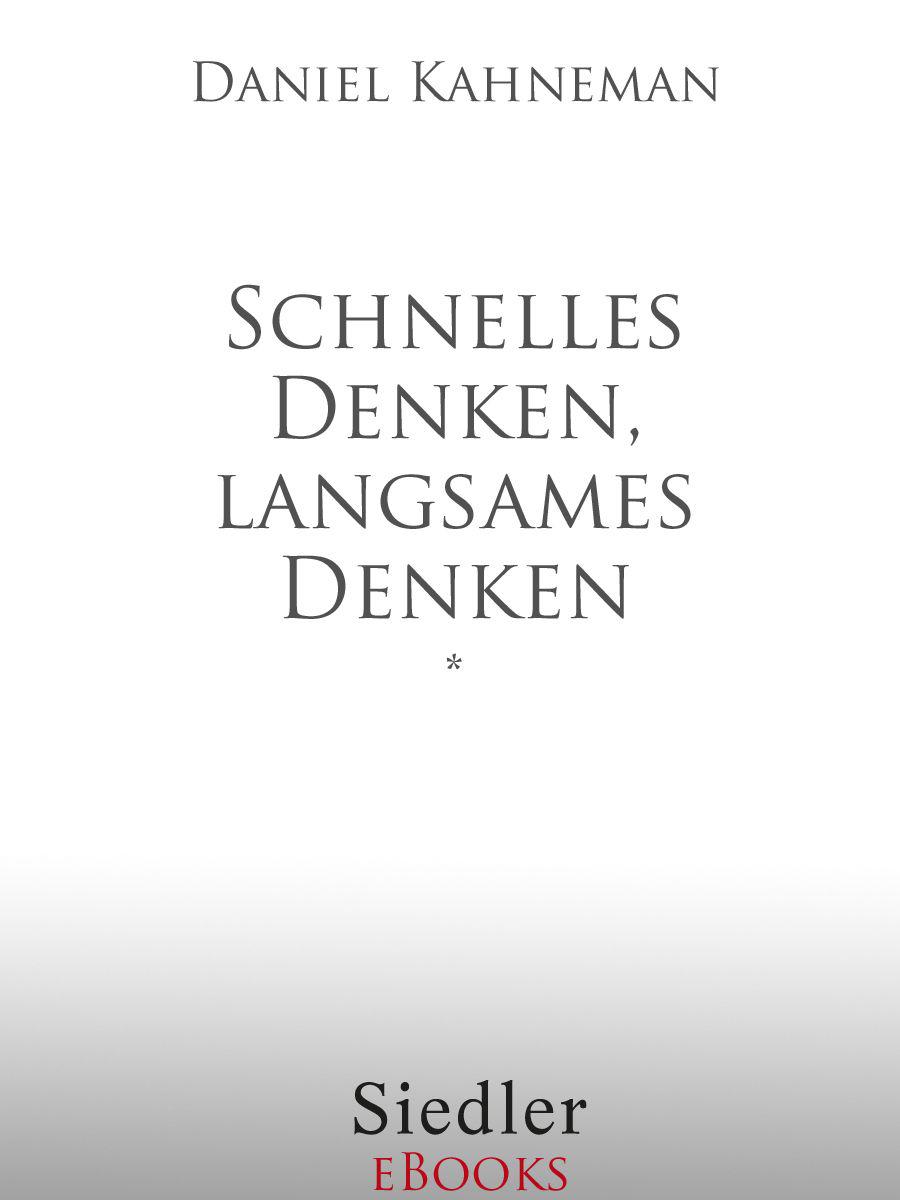 Schnelles Denken, langsames Denken (German Edition) ebook cover