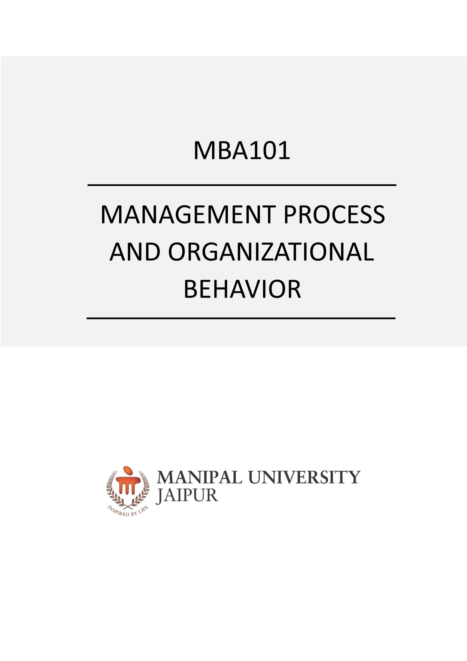 MBA101-Unit 02 - Introduction to Management and Management Process ebook cover